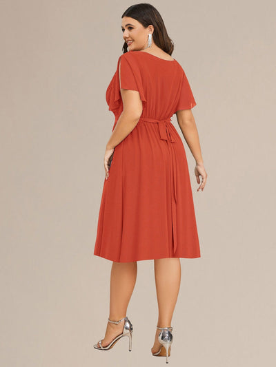 Plus Size Tie-Waist Bridesmaid Dresses #color_Burnt Orange