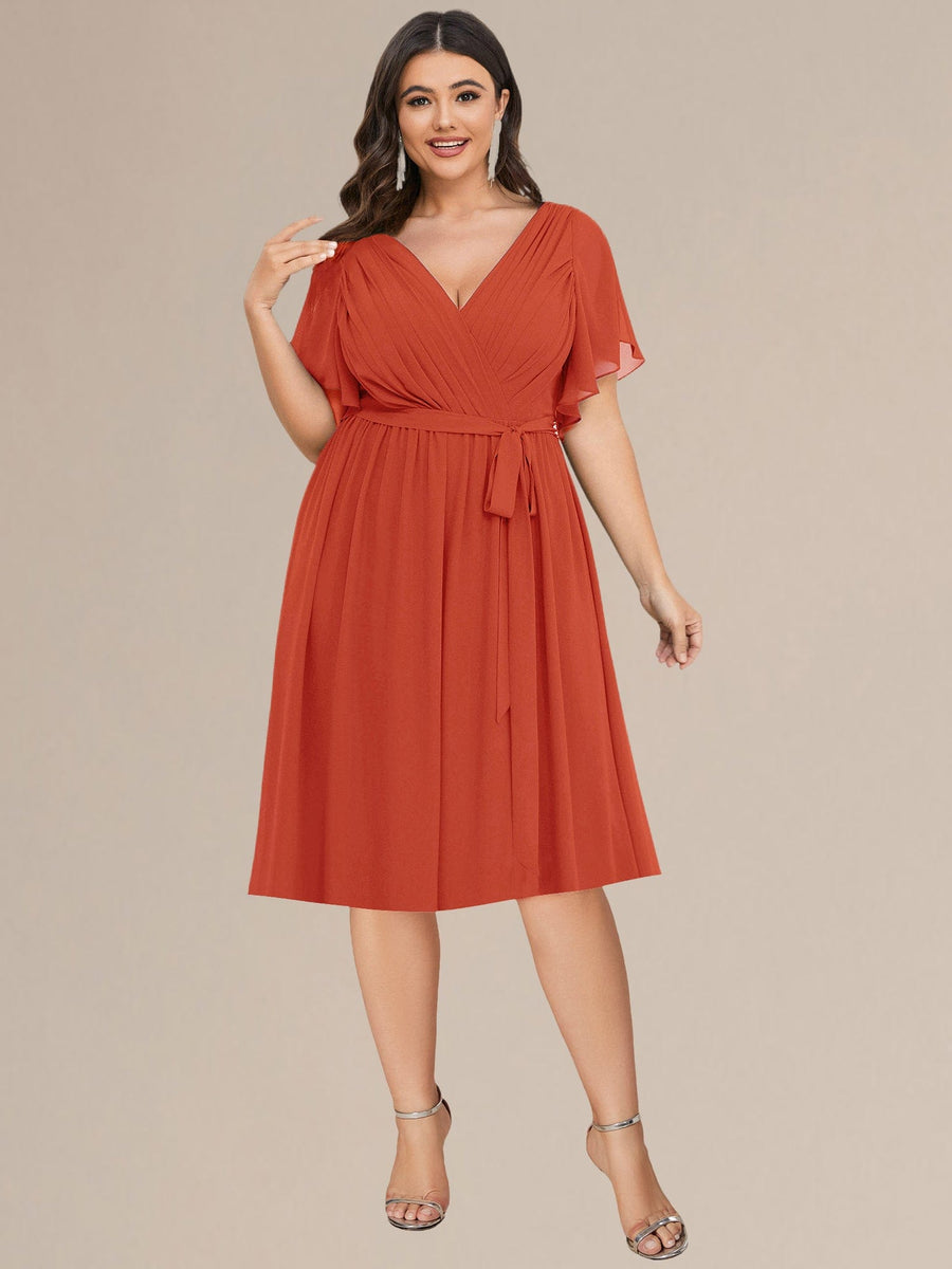 Plus Size Tie-Waist Bridesmaid Dresses #color_Burnt Orange
