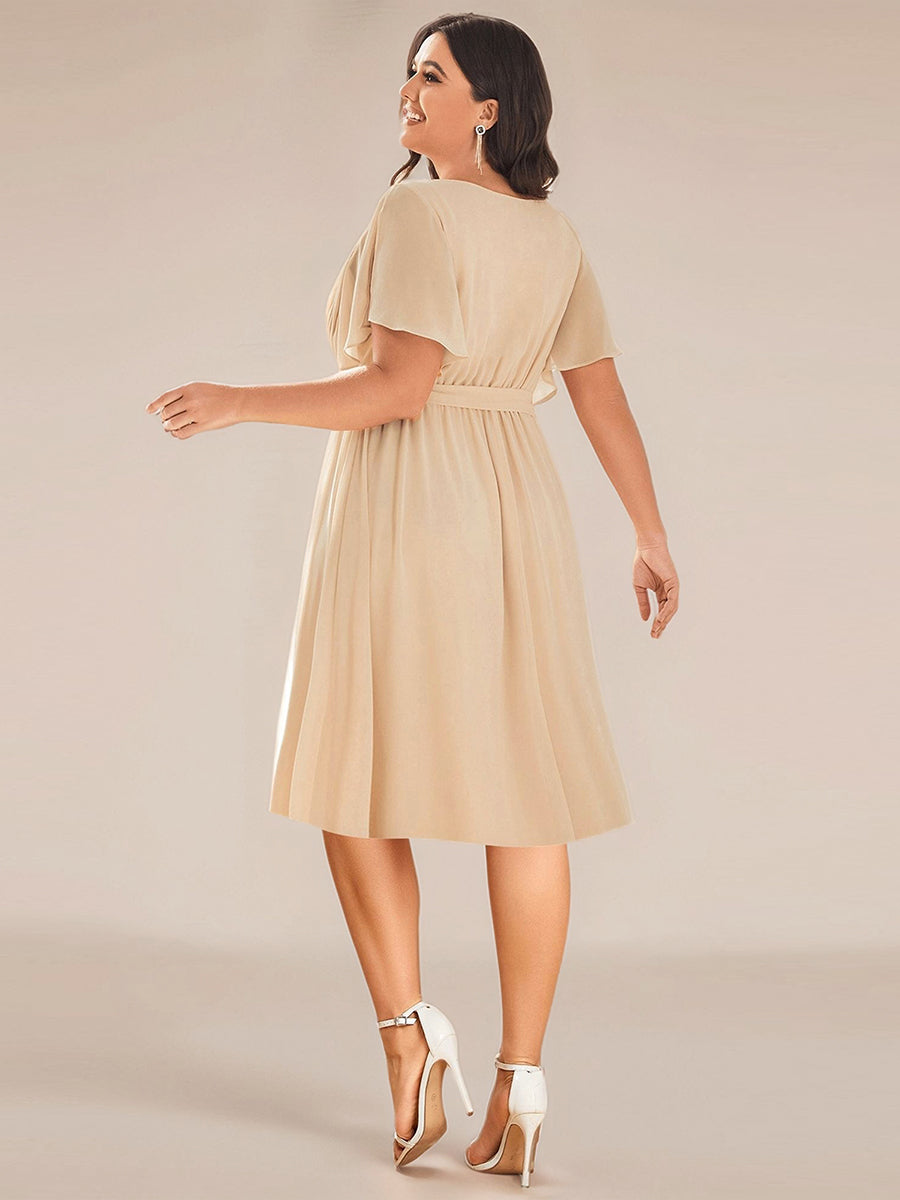 Plus Size Tie-Waist Bridesmaid Dresses #color_Champagne
