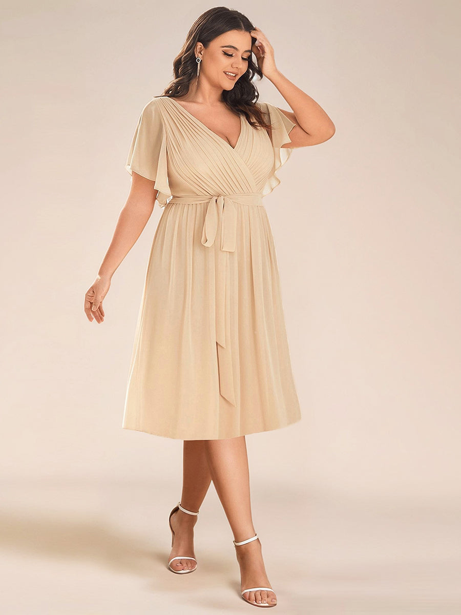 Plus Size Tie-Waist Bridesmaid Dresses #color_Champagne