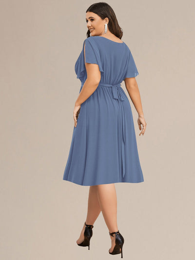 Plus Size Tie-Waist Bridesmaid Dresses #color_Dusty Blue