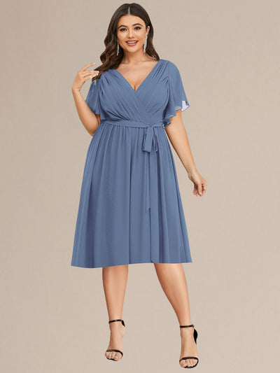 Plus Size Tie-Waist Bridesmaid Dresses #color_Dusty Blue
