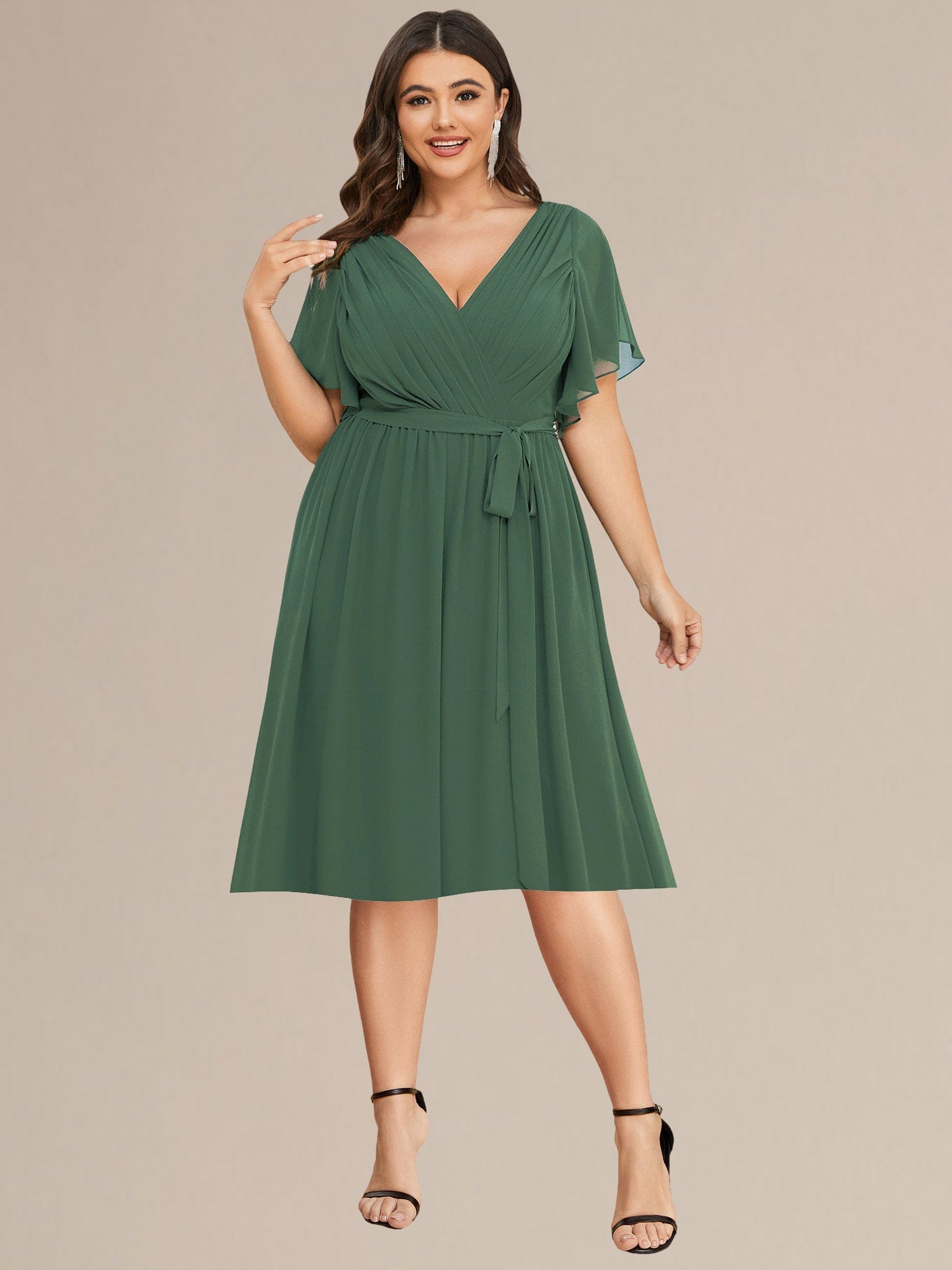 Plus Size Tie-Waist Bridesmaid Dresses #color_Eucalyptus
