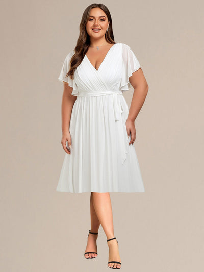 Plus Size Tie-Waist Bridesmaid Dresses #color_White