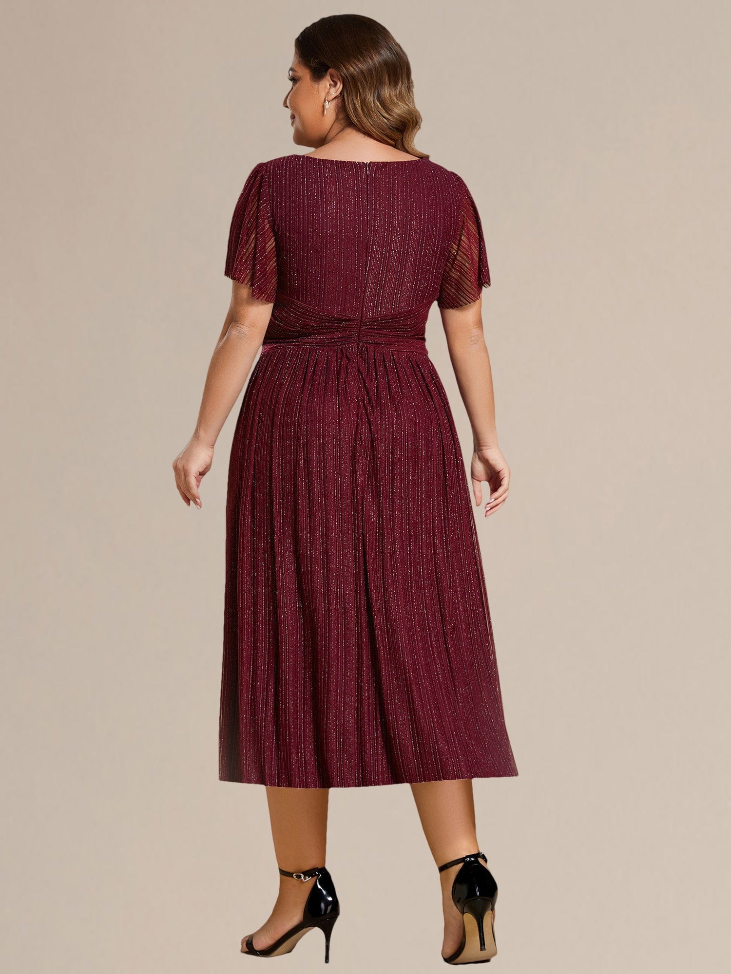 Plus size Glittery Formal Evening Dresses #color_Burgundy