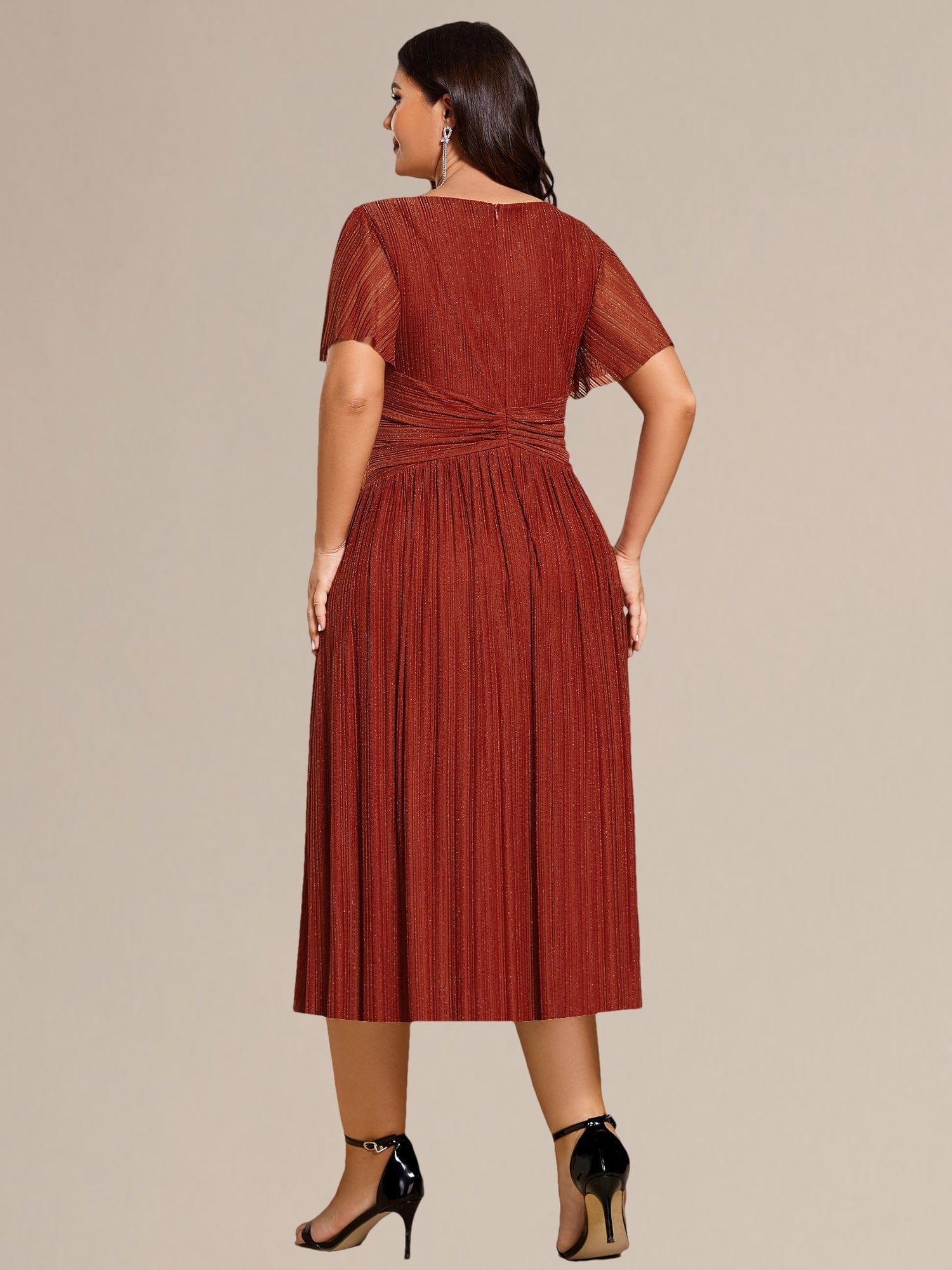 Plus size Glittery Formal Evening Dresses #color_Burnt Orange