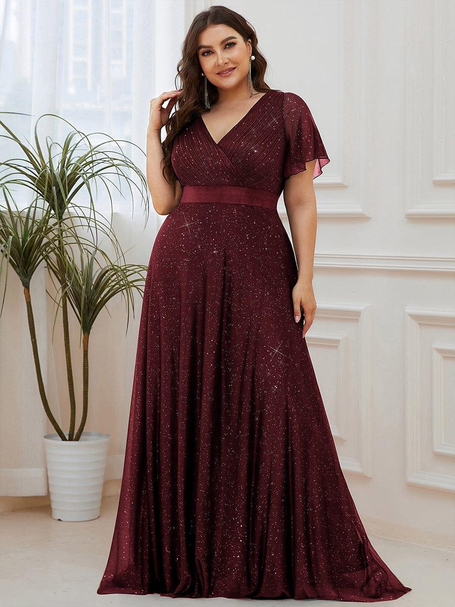 Velvet Dress Winter Formal Plus Size Dresses Plus Size V Neck Formal  Evening Dress With Sleeves