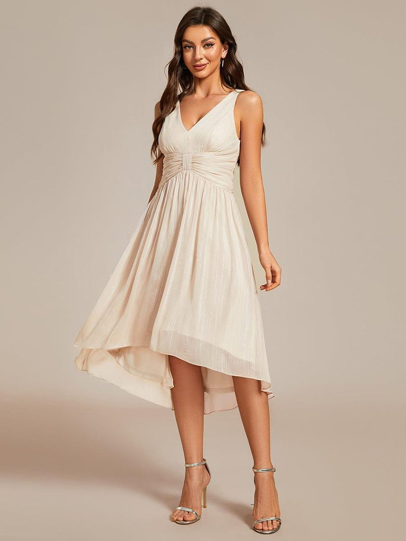 Glitter Periwinkle V-Neck Wedding Guest Dress