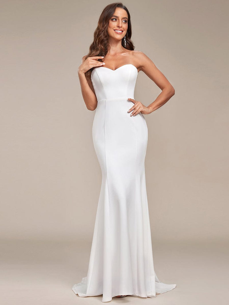 Elegant Strapless Simple Mermaid Eloping Wedding Dress EverPretty US
