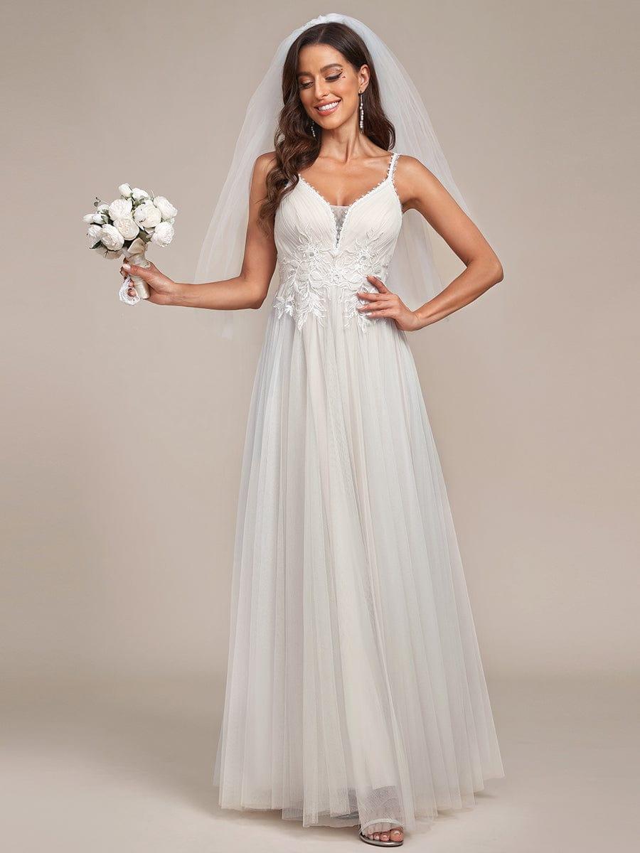 floral lace applique spaghetti strap wedding dress Vintage Tulle A-Line Size:L (6X/7) #5 FINAL-SALE sheer bodice Structure Marine Corps to expand
