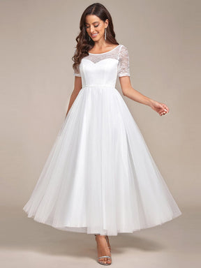 Short Sleeve Corset Lace-Up A-Line Wedding Dress