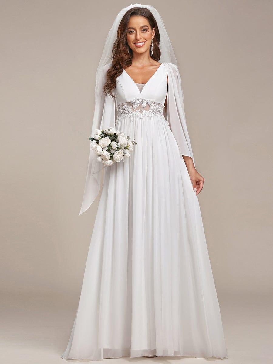 V neck empire waist wedding dress hotsell