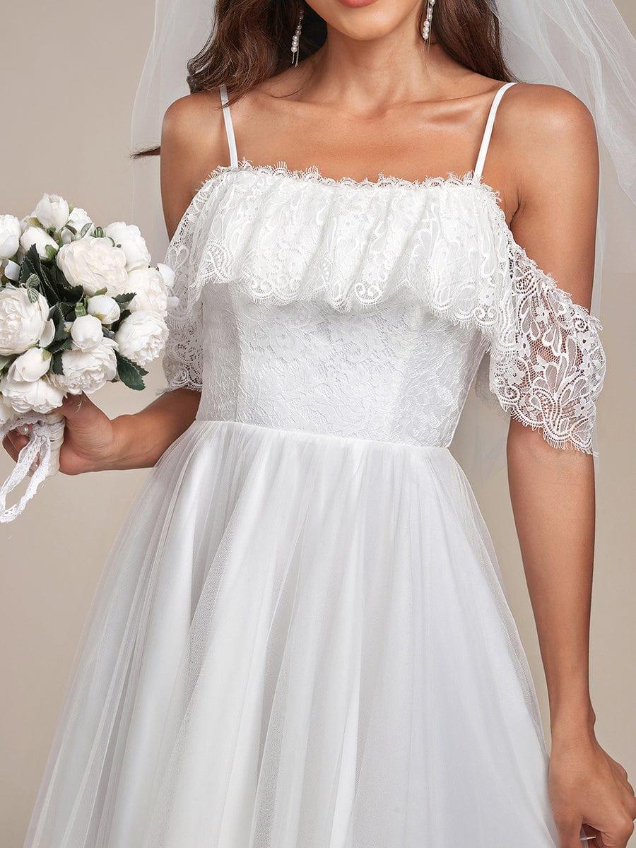 Cold shoulder hotsell short wedding dress