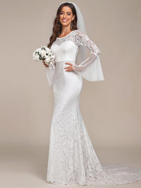 Custom Size Sweetheart Long Sleeve Lace Mermaid Wedding Dress