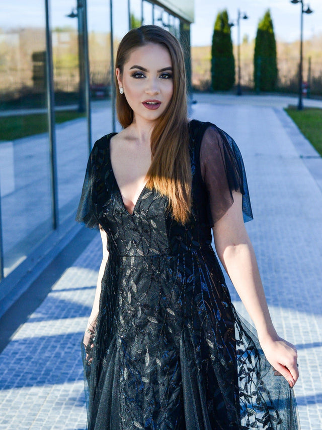 ever ASTRAL|Shimmery Ruffle Sleeves Maxi Sequin Evening Dress Fan Photos 17
