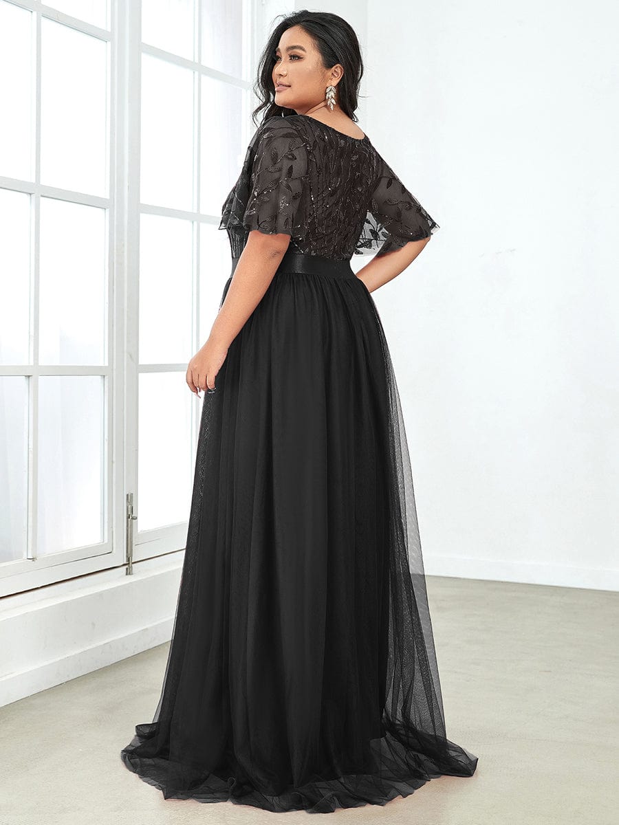Plus Size Long Sequin Formal Evening Dresses with - Ever-Pretty US