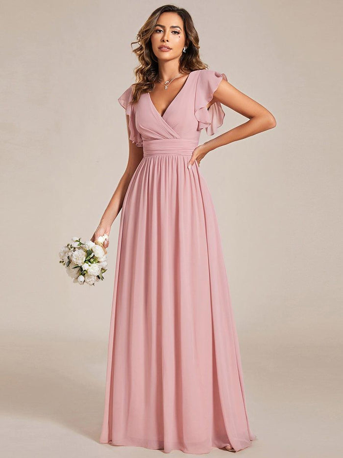 Sleeveless Bridesmaid Gown with Ruffles Clover