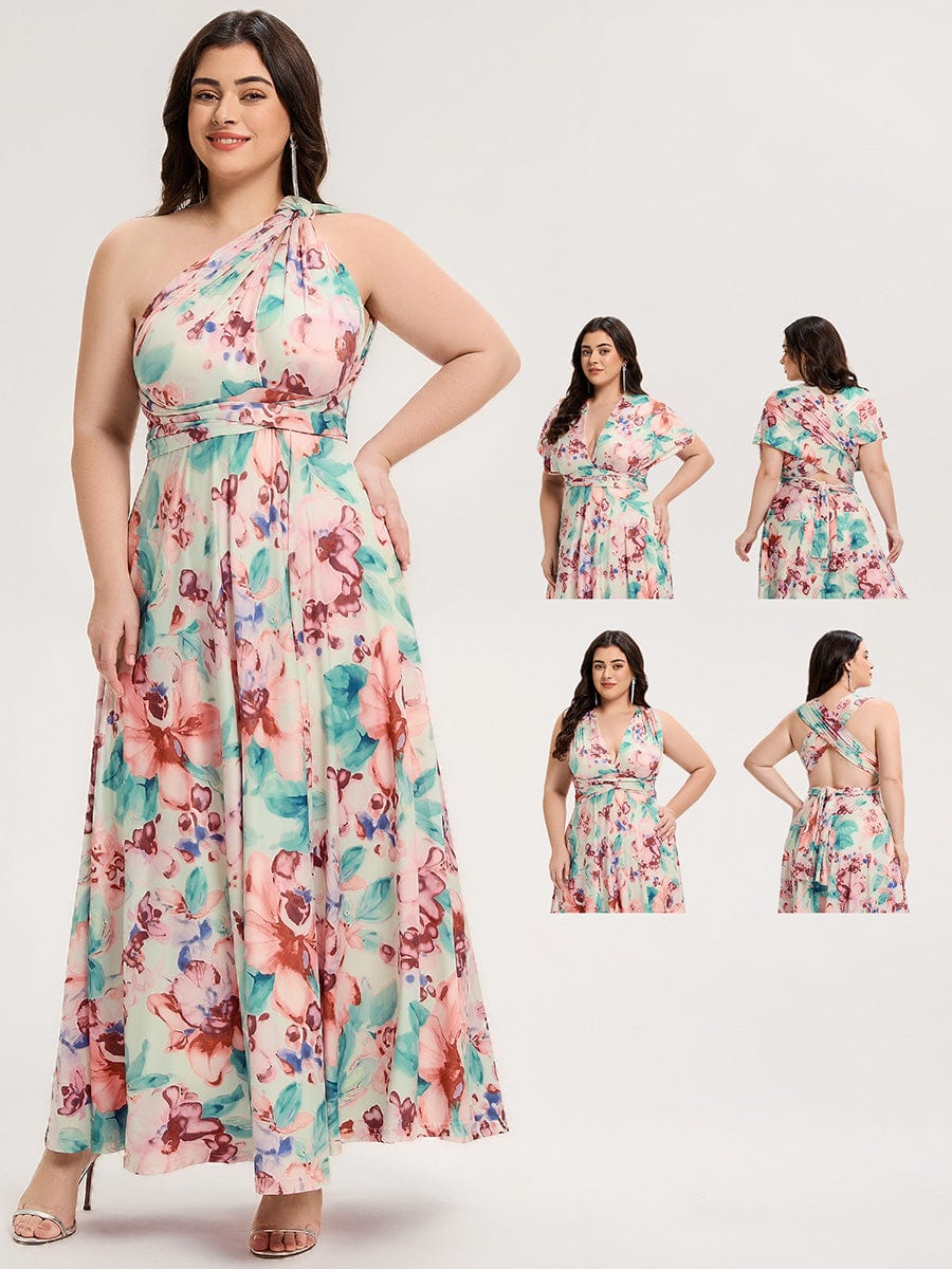 High-Stretch Soft Versatile Convertible Bridesmaid Dress #color_Apricot Print