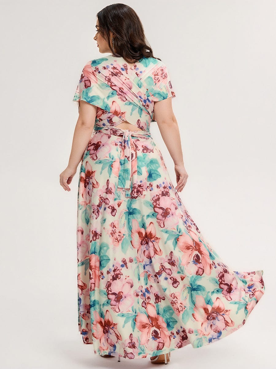 High-Stretch Soft Versatile Convertible Bridesmaid Dress #color_Apricot Print