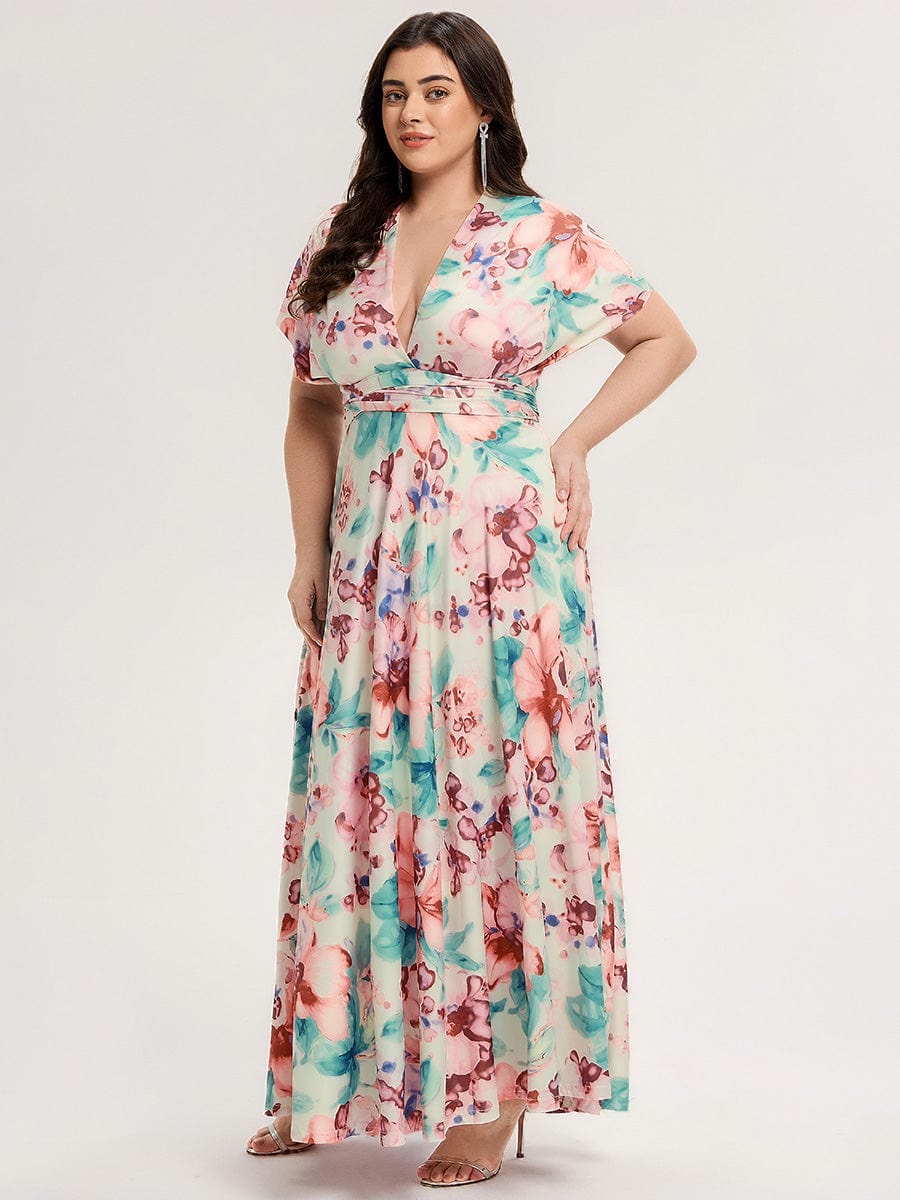 High-Stretch Soft Versatile Convertible Bridesmaid Dress #color_Apricot Print