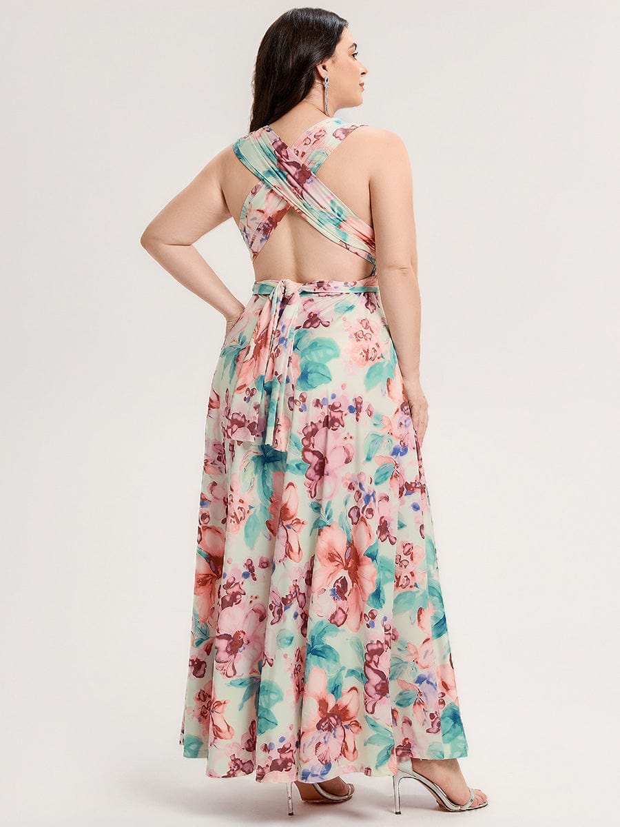 High-Stretch Soft Versatile Convertible Bridesmaid Dress #color_Apricot Print