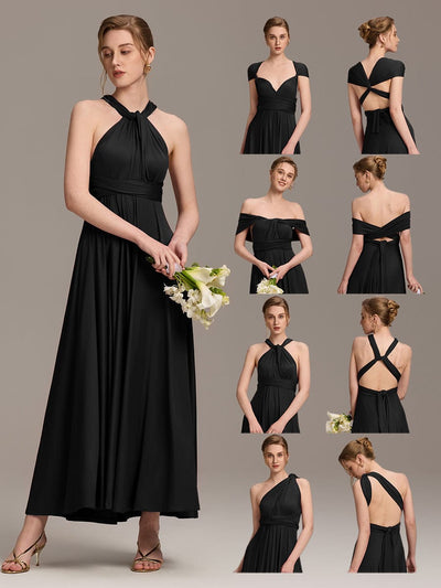 High-Stretch Soft Versatile Convertible Bridesmaid Dress #color_Black
