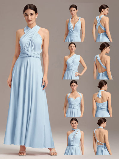 High-Stretch Soft Versatile Convertible Bridesmaid Dress #color_Sky Blue