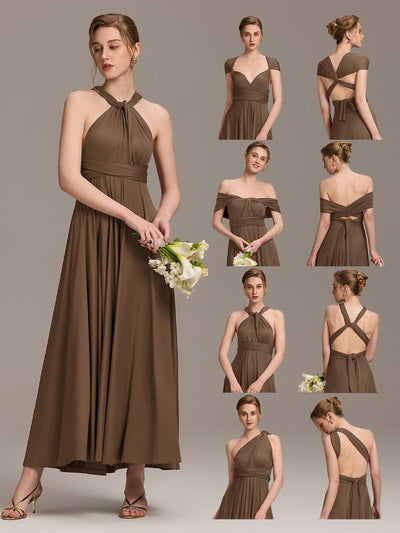 High-Stretch Soft Versatile Convertible Bridesmaid Dress #color_Coffee
