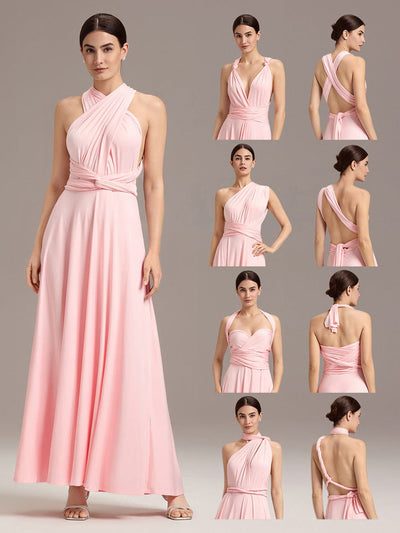 High-Stretch Soft Versatile Convertible Bridesmaid Dress #color_Pink