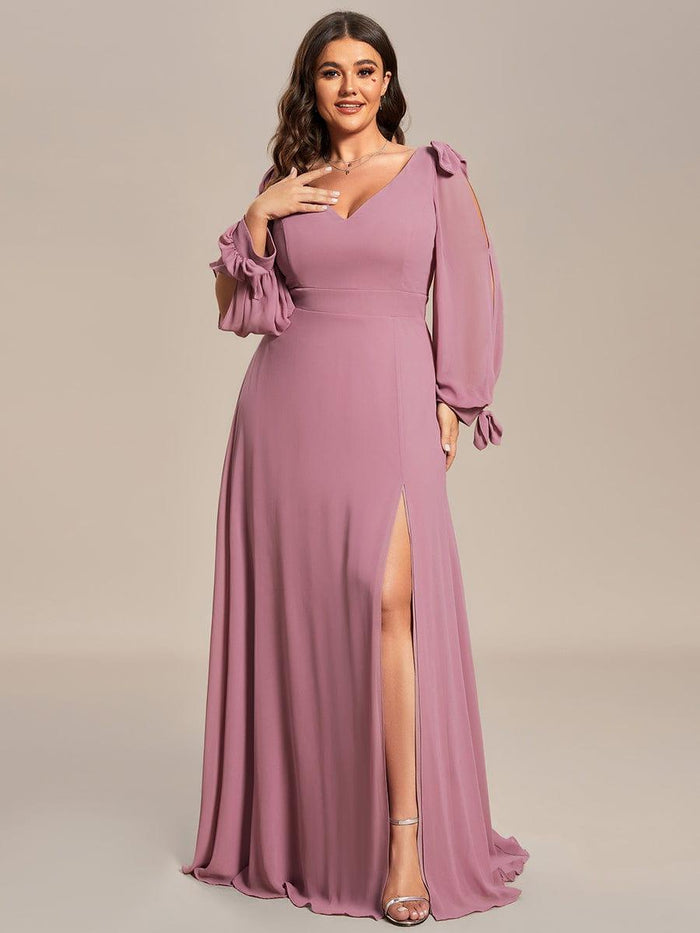 Open Lantern Sleeve A-Line Mother of the Bride Dress main image 1