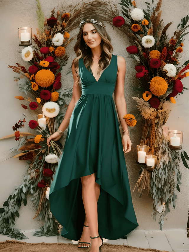 Elegant High-Low Sleeveless Empire Waist Bridesmaid Dress Fan Photos 4
