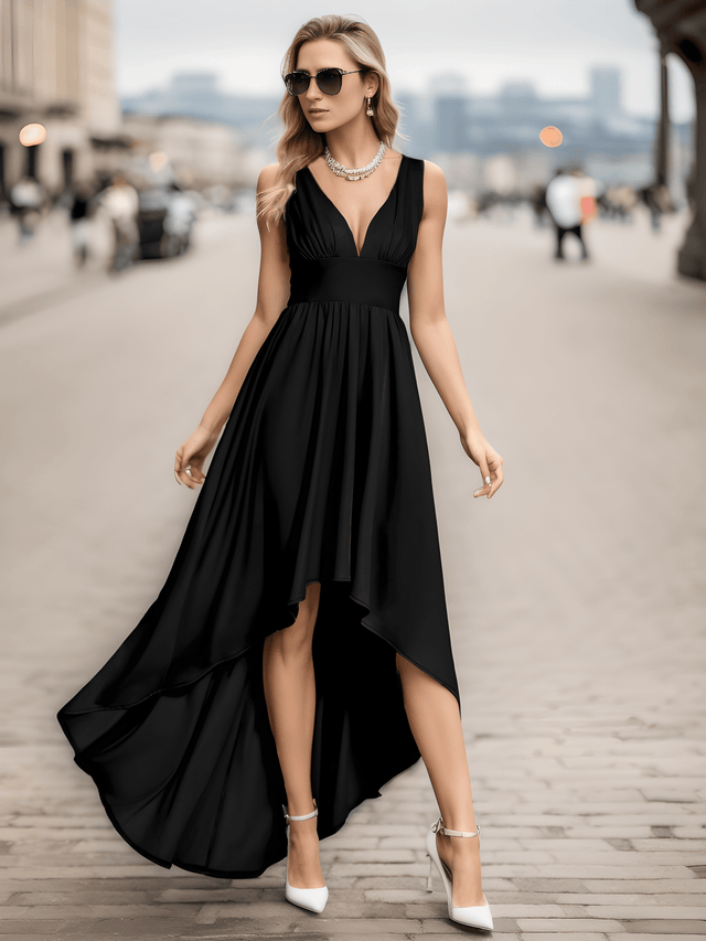 Elegant High-Low Sleeveless Empire Waist Bridesmaid Dress Fan Photos 1
