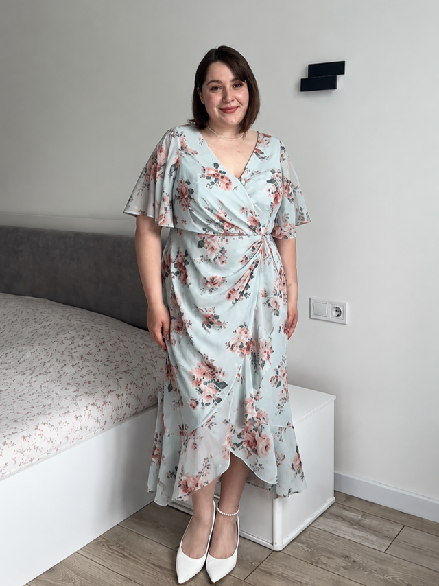 pretty FLORENCIA|Plus Size Printed Mermaid Chiffon Wedding Guest Dress Fan Photos 2
