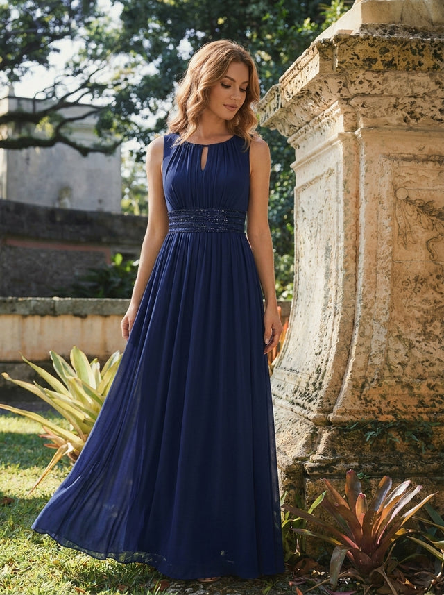 ever KALIA|Simple Sleeveless A-line Chiffon Bridesmaid Dress with Hollow Out Detail Fan Photos 4
