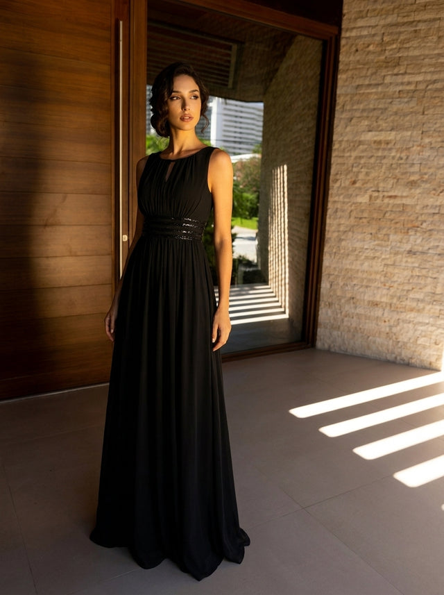 ever KALIA|Simple Sleeveless A-line Chiffon Bridesmaid Dress with Hollow Out Detail Fan Photos 7
