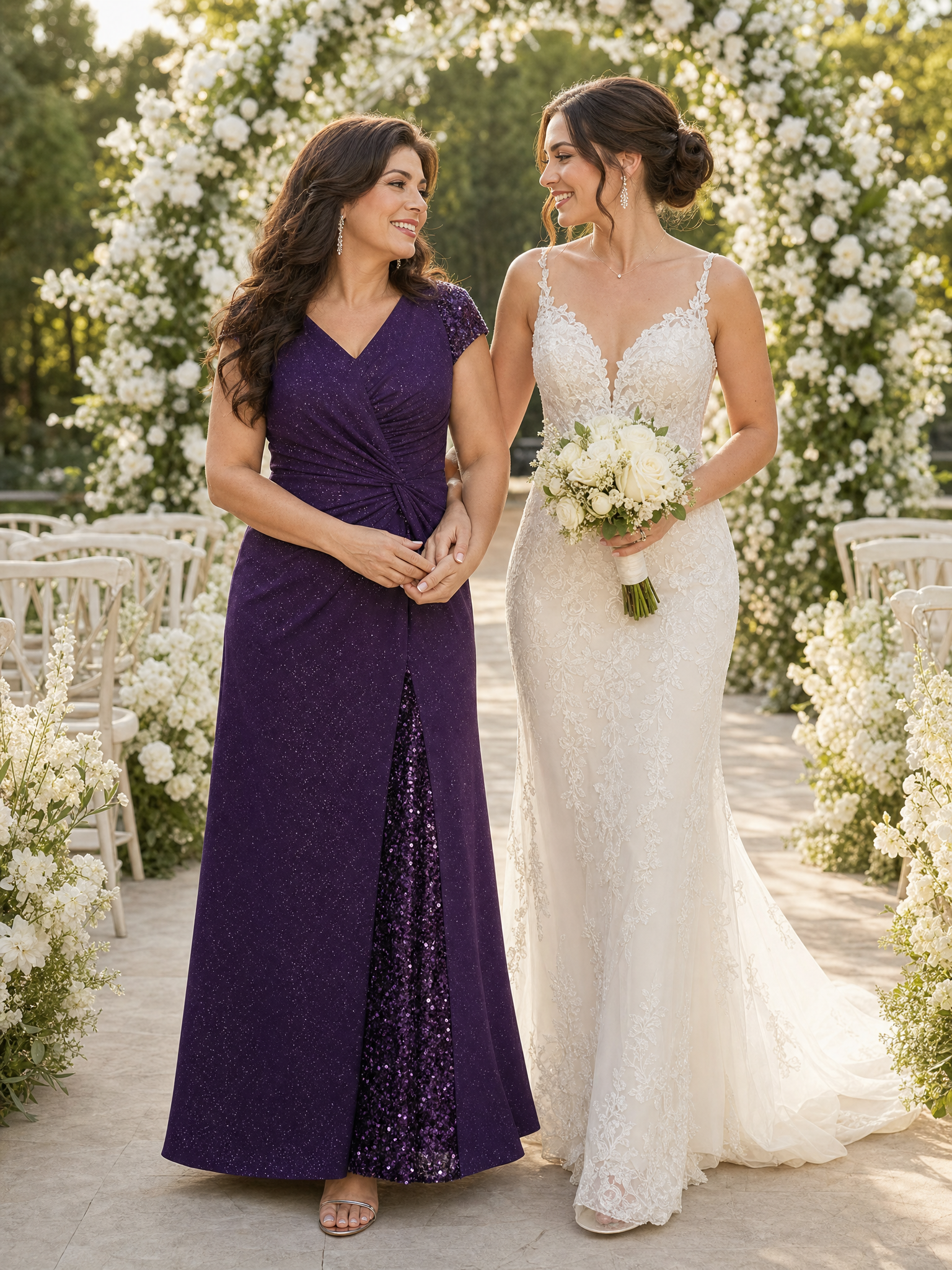 Plus Size Knotted Knit Cap Sleeve Maxi Glitter Evening Dress #color_Dark Purple