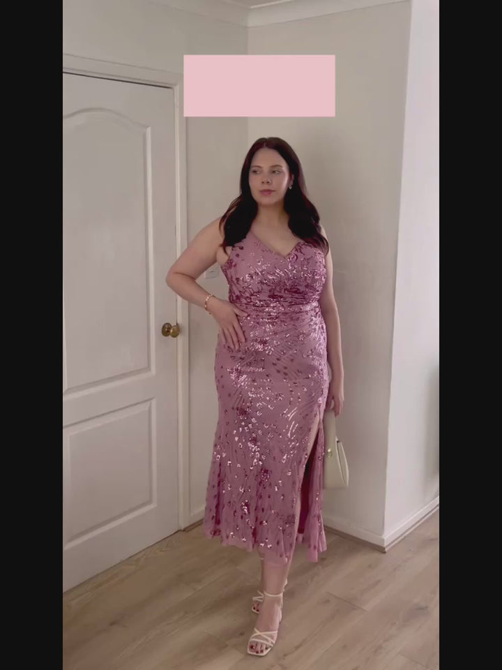 ever JUNIPER| Knotted Sequin Sleeveless Bodycon Formal Evening Dress Fan Photos video 3