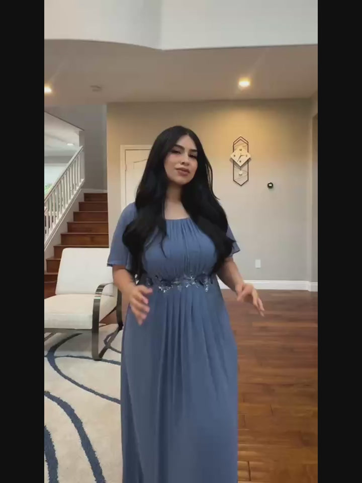 ever ASPYN|Pleated Applique Maxi Bridesmaid Dress Fan Photos video 1