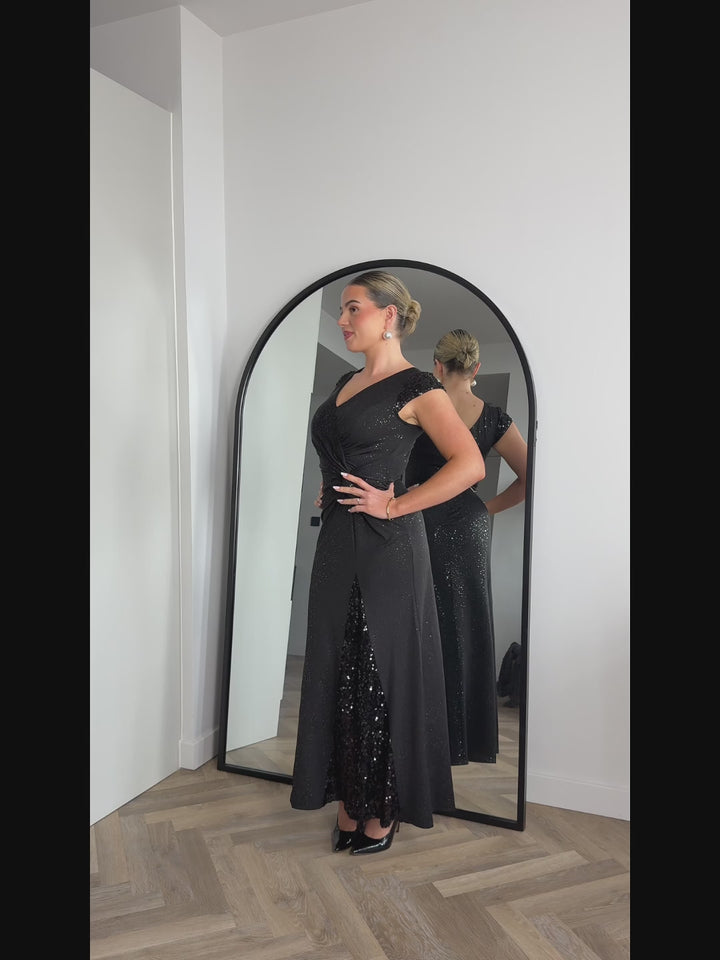 ever KAIA|Knotted Knit Cap Sleeve Maxi Glitter Evening Dress Fan Photos video 4