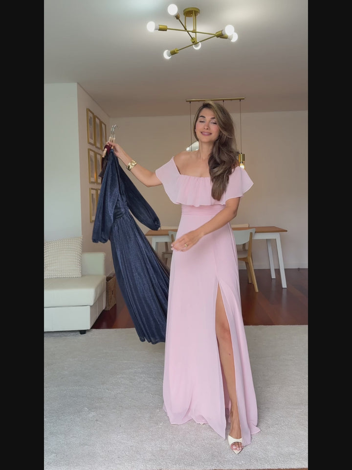 Slit Lurex Mesh Sleeveless Evening Dress Fan Photos video 1