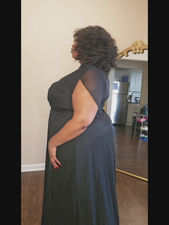 pretty NOAH|Plus Size Waist Decoration Chiffon A-Line Formal Dress Fan Photos video 1