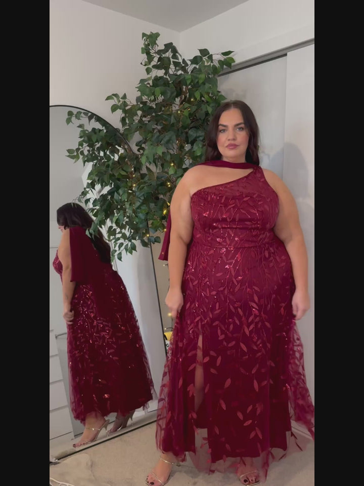 Flowing Ribbons Sequin Sleeveless Wedding Guest Dress Fan Photos video 1