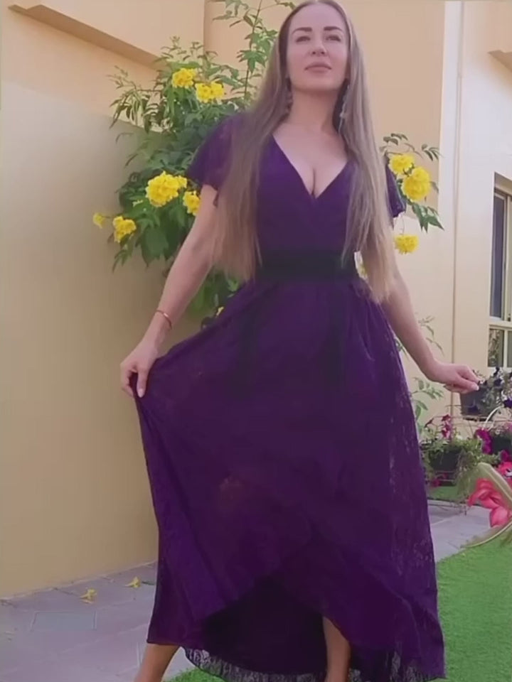 ever ELISE|Short Sleeve Ruffled Lace Mother of the Bride Dress Fan Photos video 13
