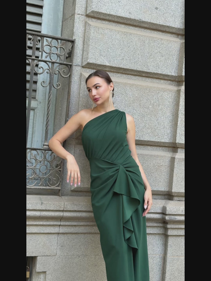 Thigh-High Slit Knit Sleeveless Evening Dress Fan Photos video 1