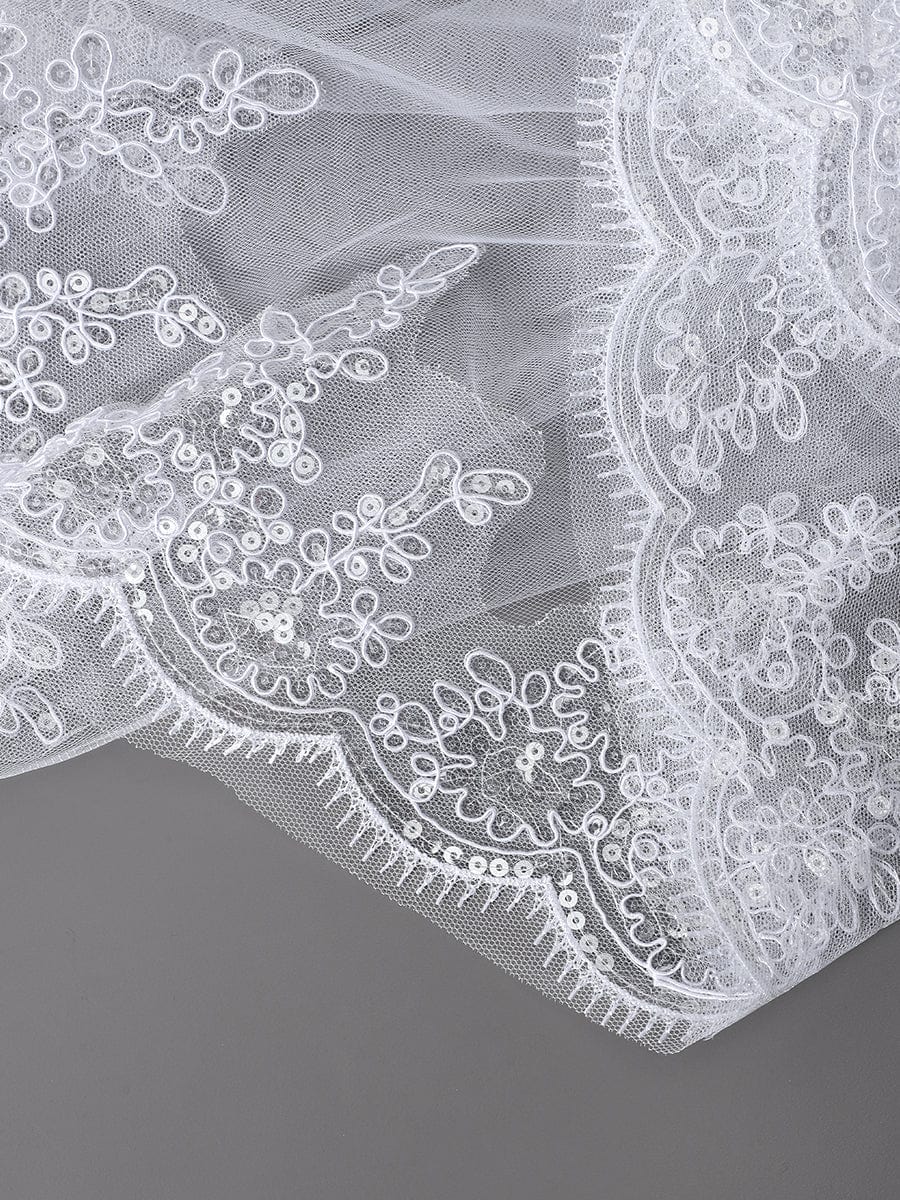 Double Tier Lace Applique Tulle Wedding Bridal Veil