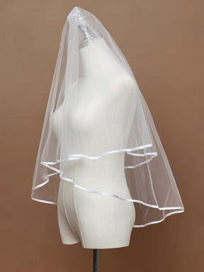 Simple Double-Layered Wedding Veil with Scalloped Edge