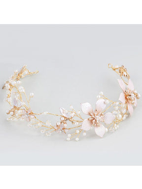 Elegant Gold Flower Headband with Rhinestone
