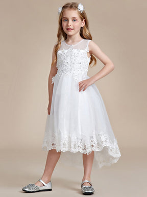 Stylish Lace High Low A-line Flower Girl Dress with Sleeveless