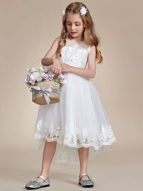 Stylish Lace High Low A-line Flower Girl Dress with Sleeveless