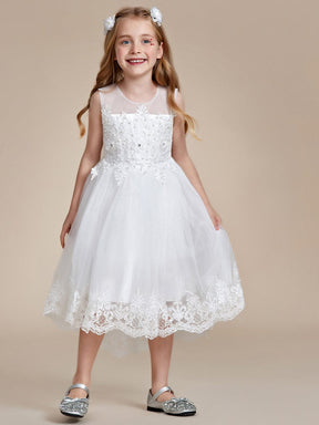 Stylish Lace High Low A-line Flower Girl Dress with Sleeveless